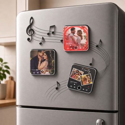 Engagement Gift for Couple, Sister Jiju, Bhaiya Bhabhi & Best Friend Personalized Musical Fridge Magnet Couple Photo Memory Magnet Frame